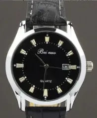 Calendar Leather Strap Watch with Date for Men